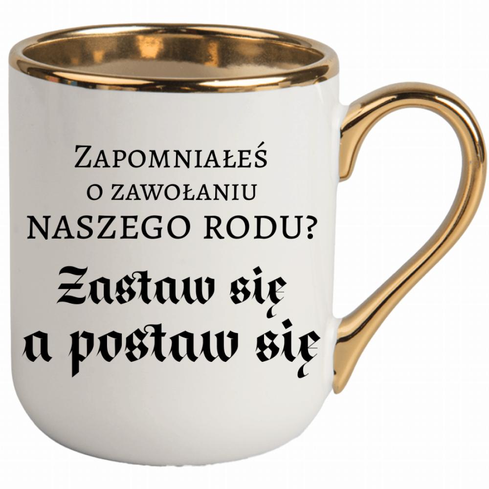 Zastaw się, a postaw się kubek elegant biały kolor turkusowy