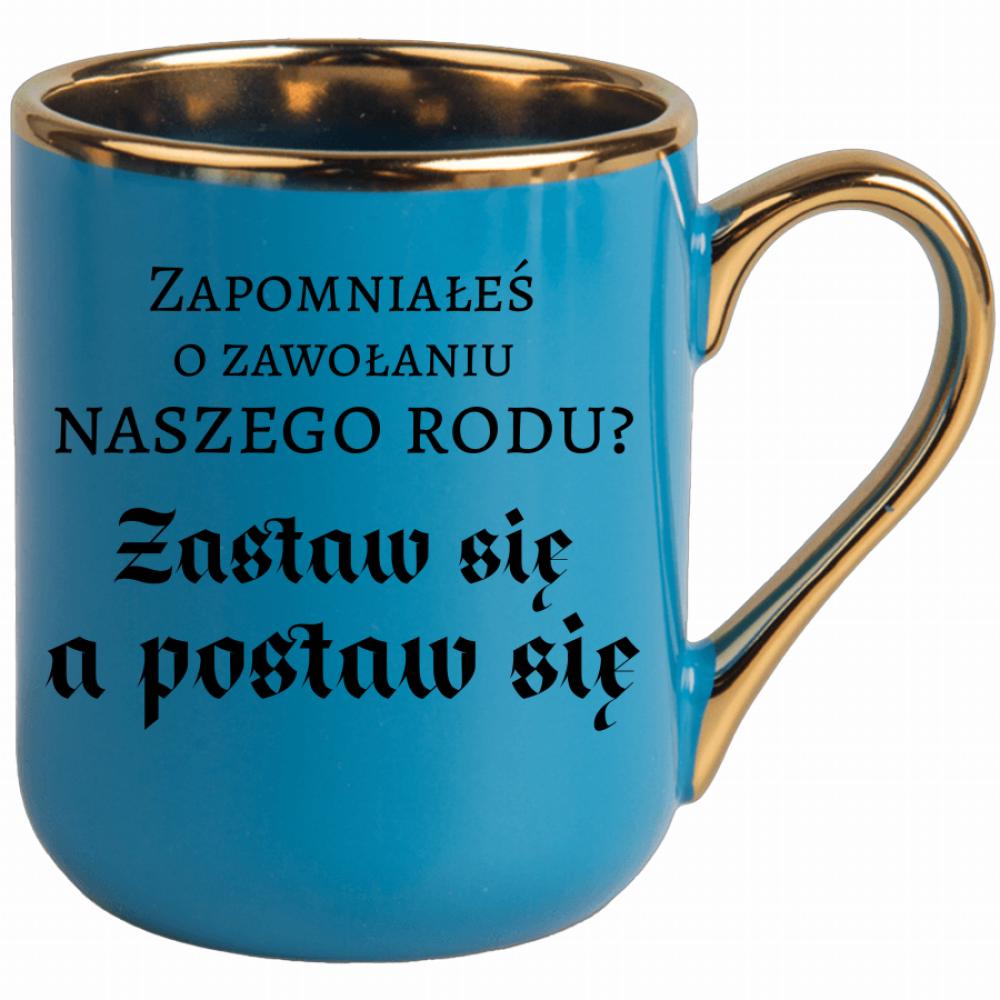 Zastaw się, a postaw się kubek elegant niebieski kolor pastelowy fiolet