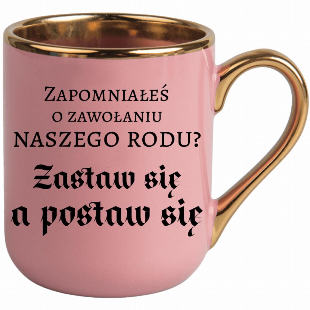 Zastaw się, a postaw się kubek elegant różowy kolor limonka