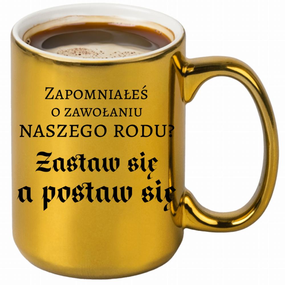 Zastaw się, a postaw się kubek złoty kolor turkus