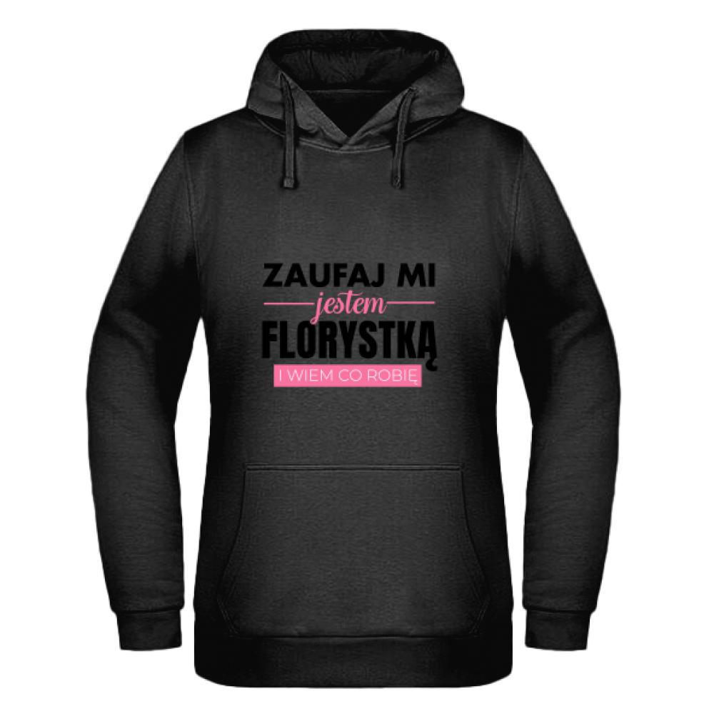 Zaufaj mi jestem Florystką bluza damska z kapturem kolor czerwony