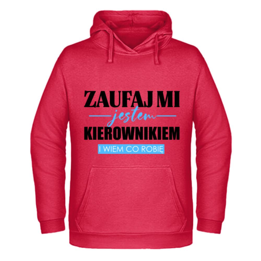 ZAUFAJ MI JESTEM KIEROWNIKIEM bluza męska z kapturem kolor czerwony