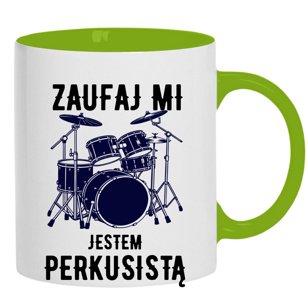 Zaufaj mi jestem perkusistą kubek ucho kolor kolor zielony