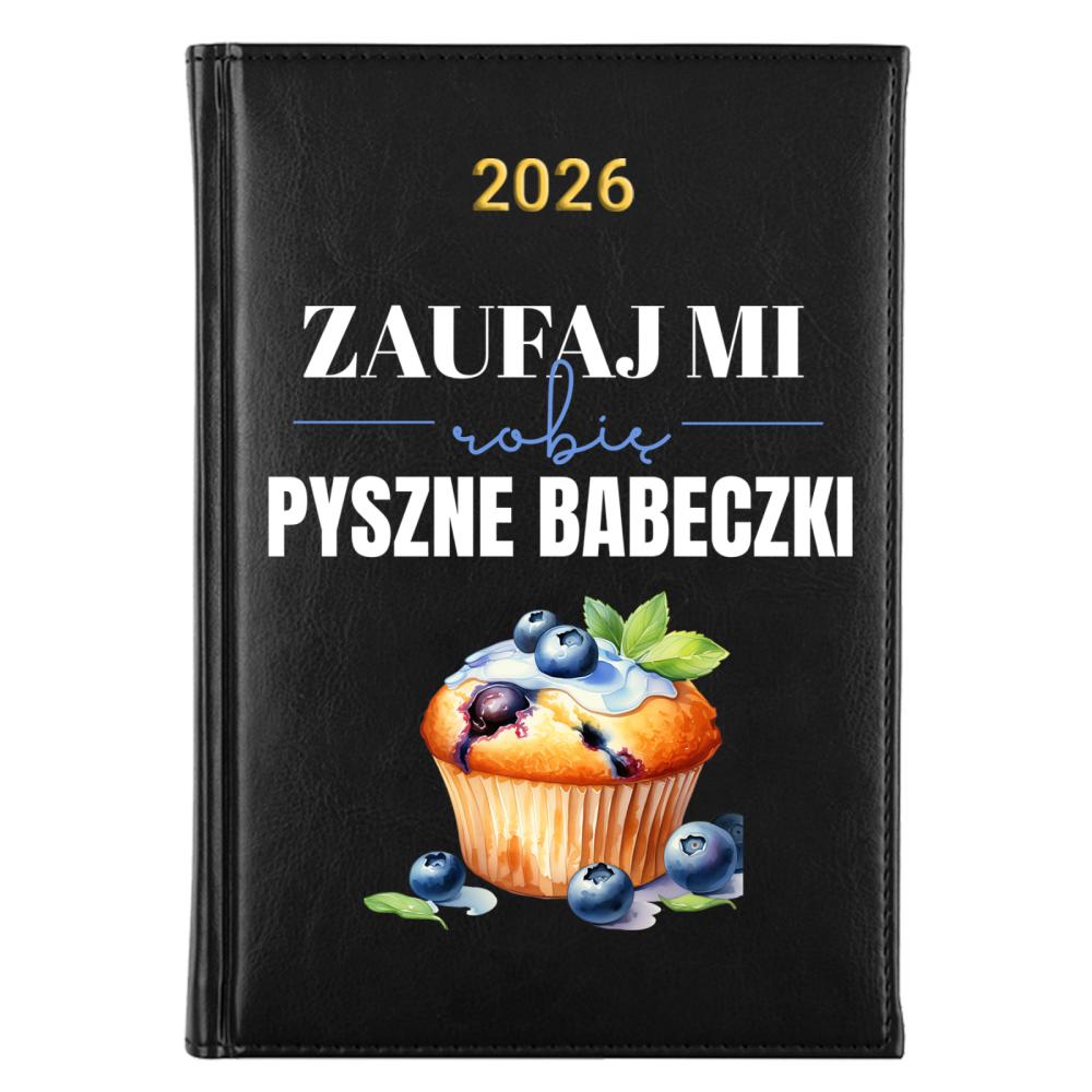 Zaufaj mi, robię pyszne babeczki kalendarz książkowy a5 2027 kolor fioletowy