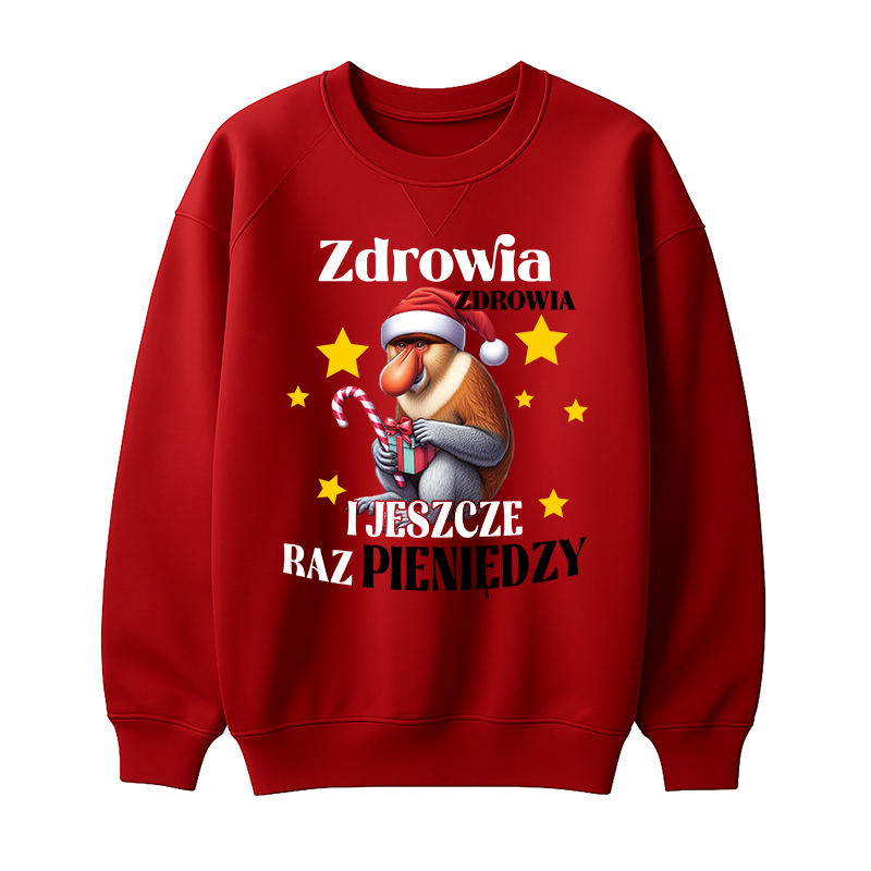 Zdrowia, Zdrowia i jeszcze raz pieniędzy bluza damska bez kaptura kolor czerwony