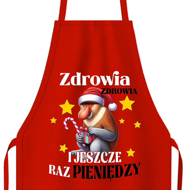 Zdrowia, Zdrowia i jeszcze raz pieniędzy fartuch kolor czerwony