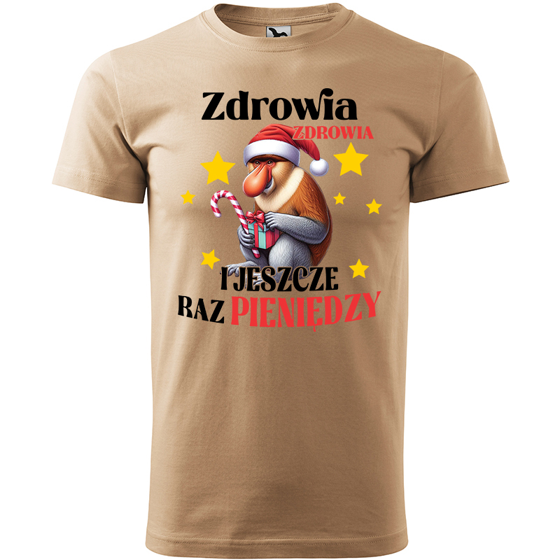 Zdrowia, Zdrowia i jeszcze raz pieniędzy koszulka męska kolor koszulka piaskowy