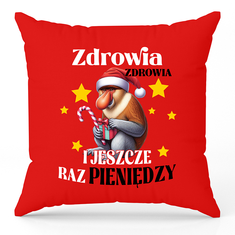 Zdrowia, Zdrowia i jeszcze raz pieniędzy poduszka kolor czerwony