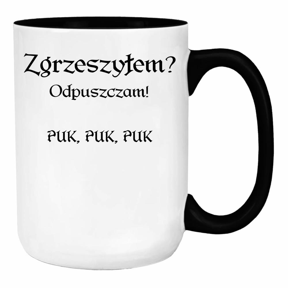 Zgrzeszyłem? Odpuszczam! PUK, PUK, PUK duży kubek ucho kolor kolor kremowy