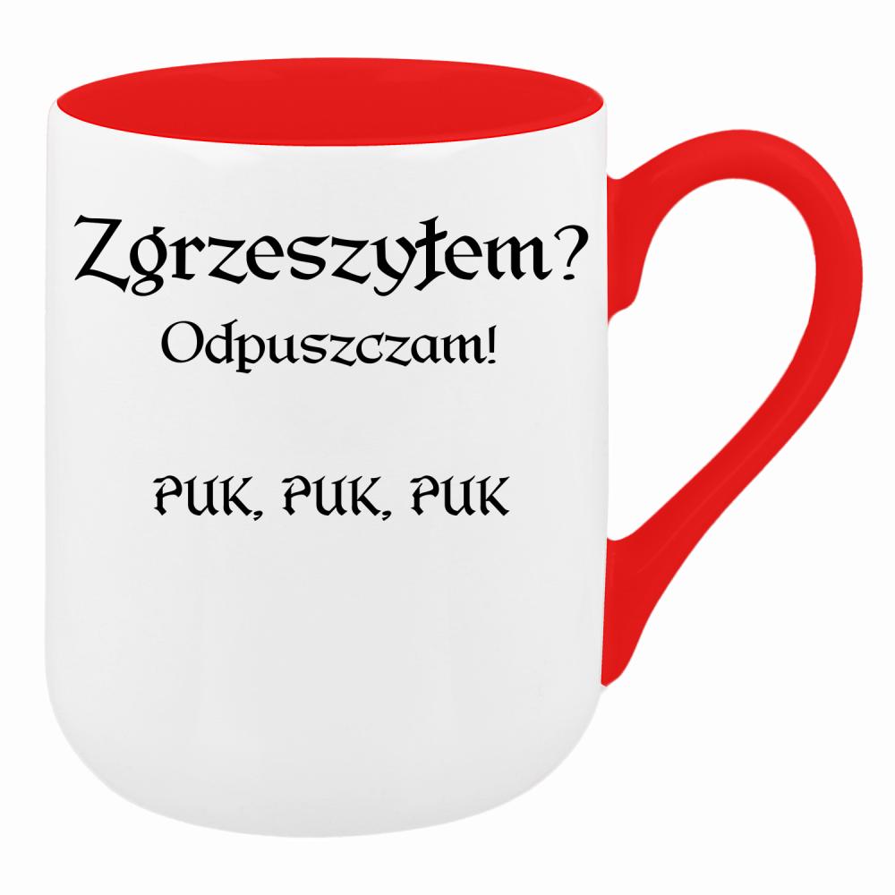 Zgrzeszyłem? Odpuszczam! PUK, PUK, PUK kubek coffee kolor czerwony latte