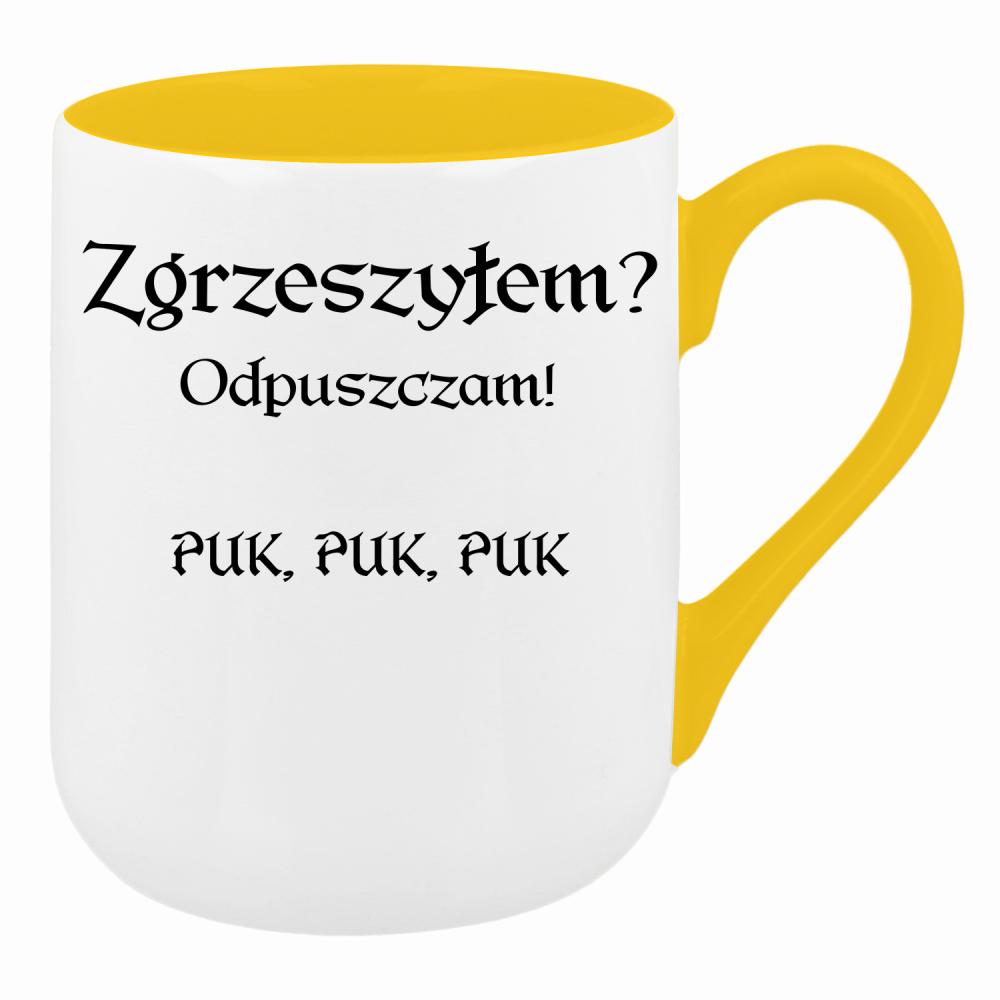 Zgrzeszyłem? Odpuszczam! PUK, PUK, PUK kubek coffee kolor żółty