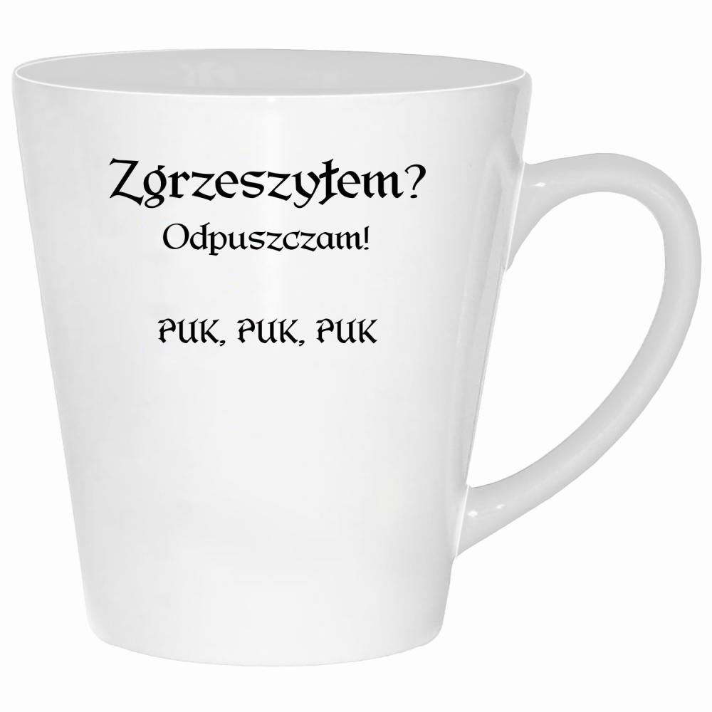 Zgrzeszyłem? Odpuszczam! PUK, PUK, PUK kubek latte kolor biały