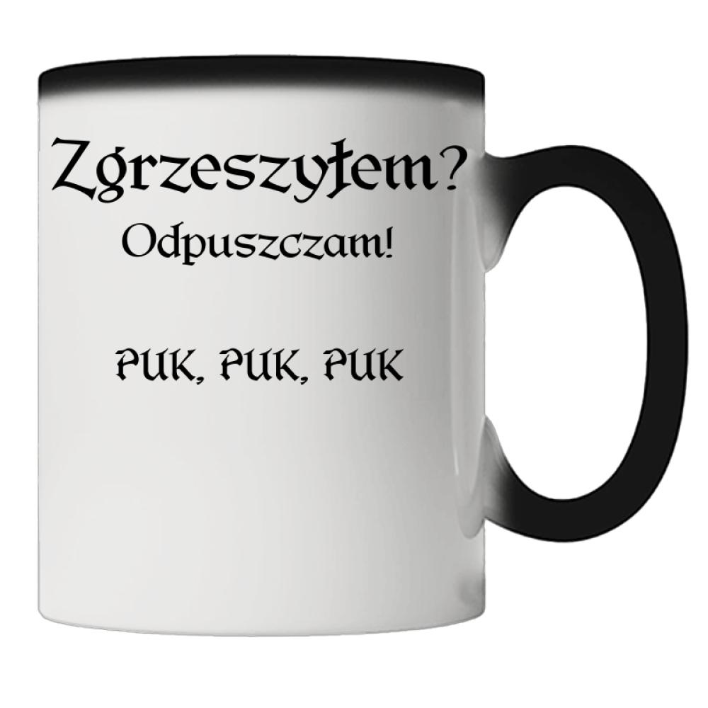 Zgrzeszyłem? Odpuszczam! PUK, PUK, PUK kubek magiczny kolor czarnyy
