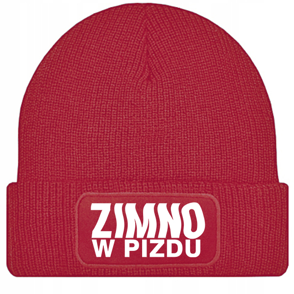 Zimno w pizdu czapka zimowa kolor czerwony
