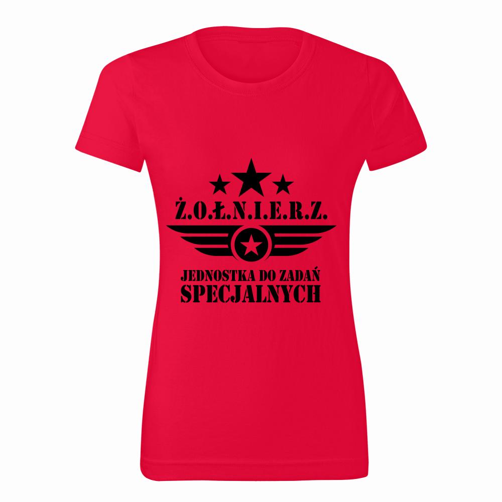 Żołnierz Jednostka Specjalna koszulka damska kolor czerwony
