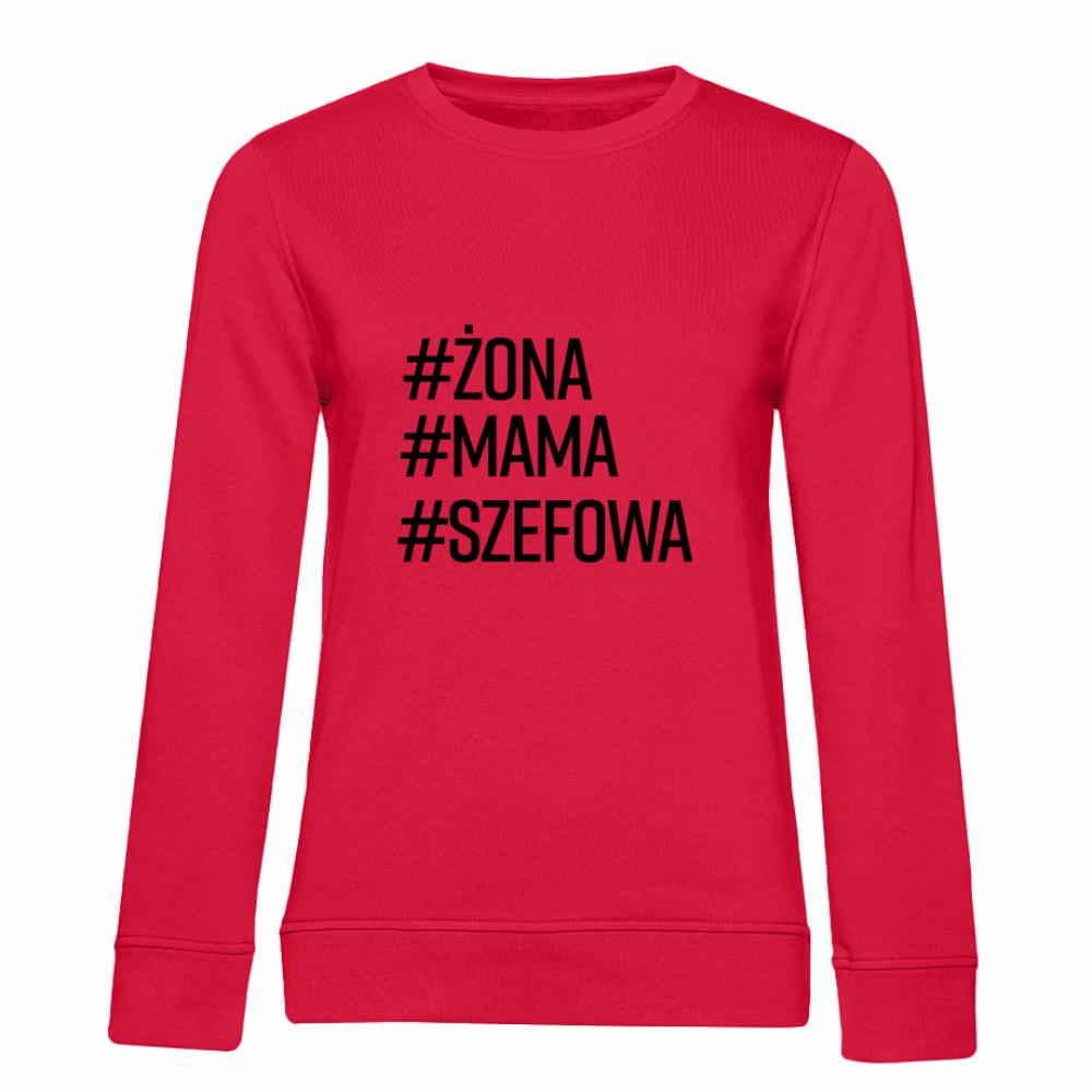 Żona Mama Szefowa bluza damska bez kaptura kolor czerwony