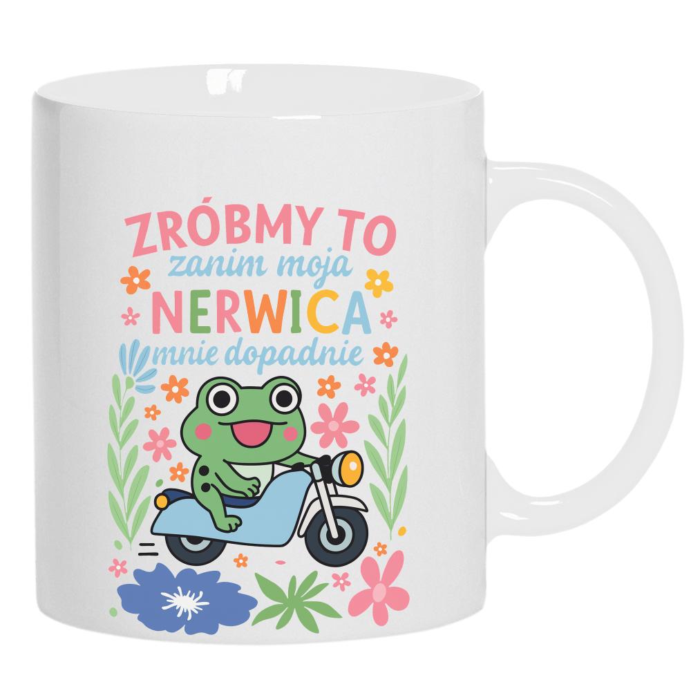 Zróbmy to, zanim moja nerwica mnie dopadnie kubek ucho kolor kolor biały