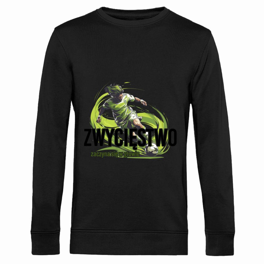 Zwycięstwo zaczyna się w głowie bluza męska bez kaptura kolor zielony
