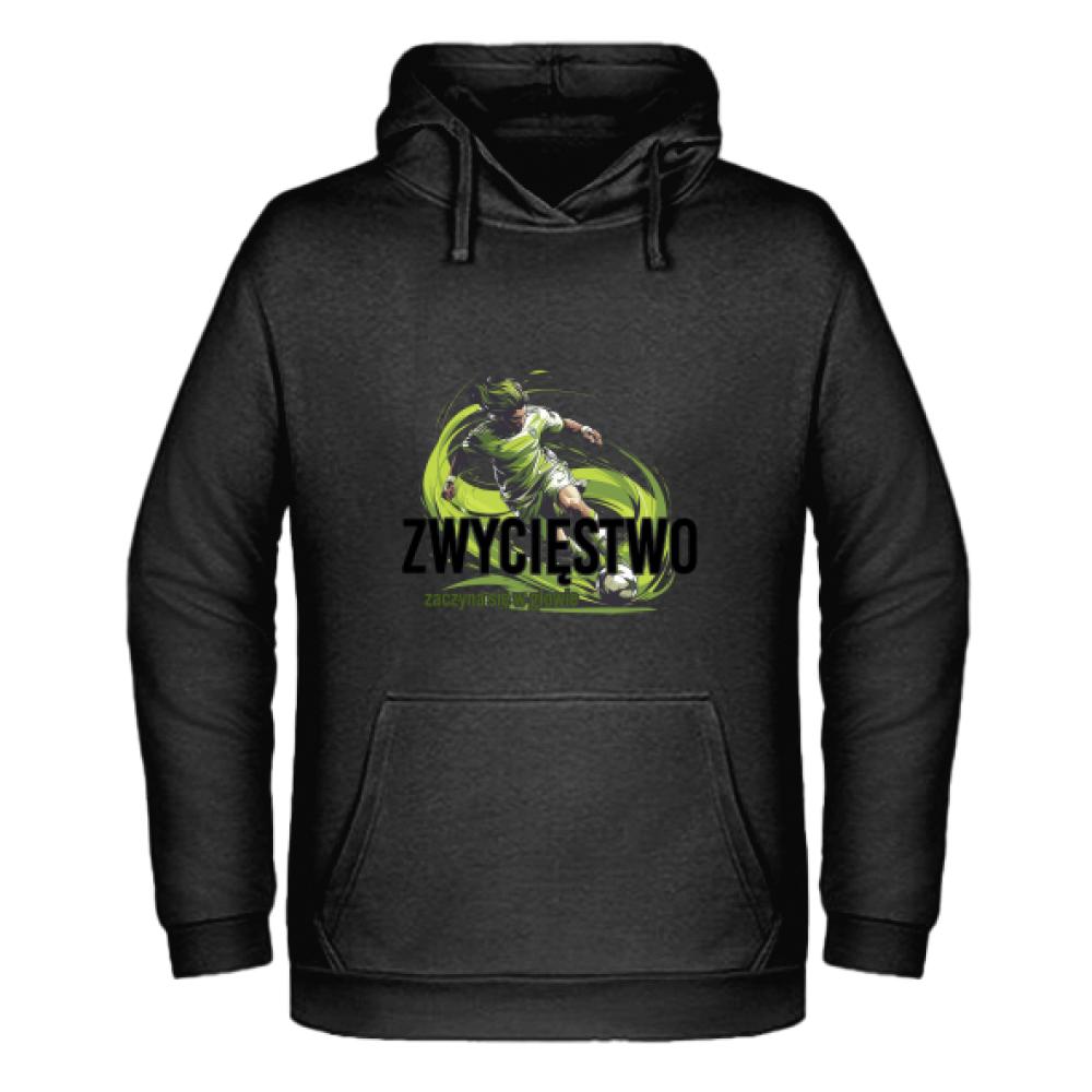 Zwycięstwo zaczyna się w głowie bluza męska z kapturem kolor limonka