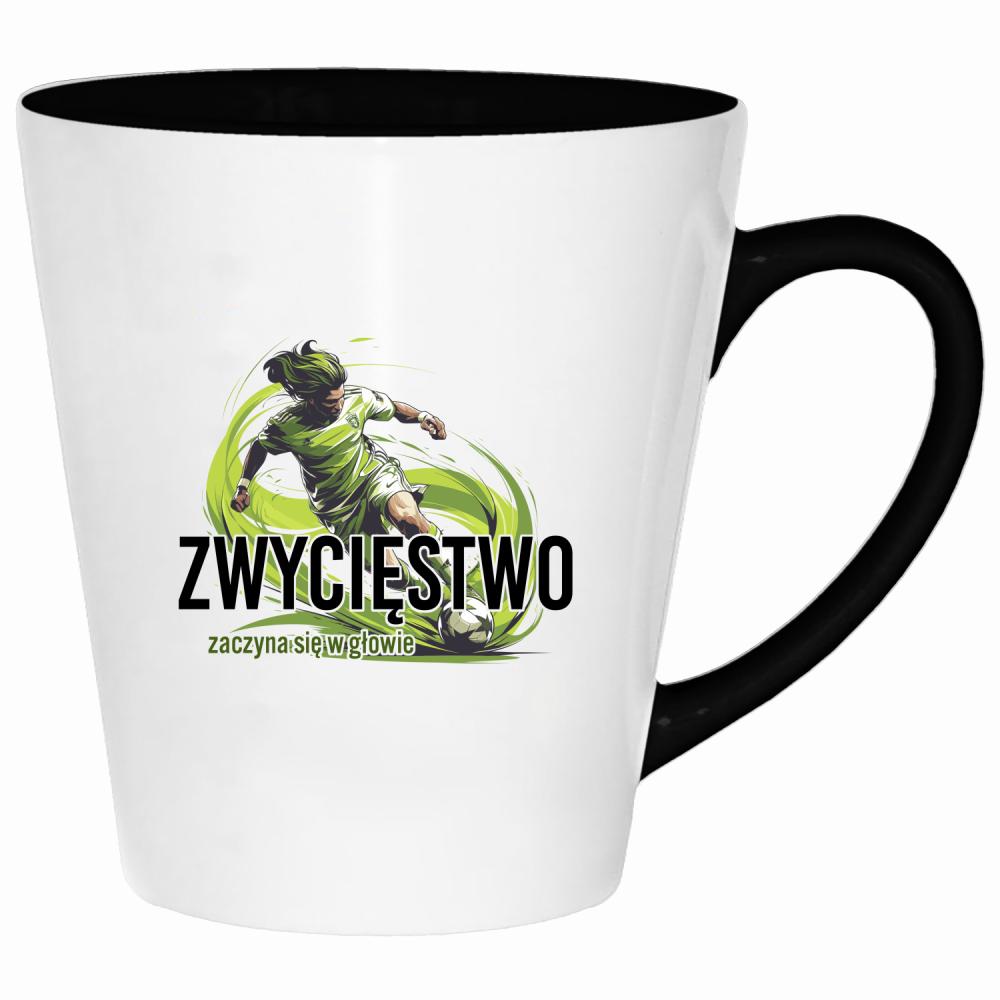 Zwycięstwo zaczyna się w głowie kubek latte kolor czarny