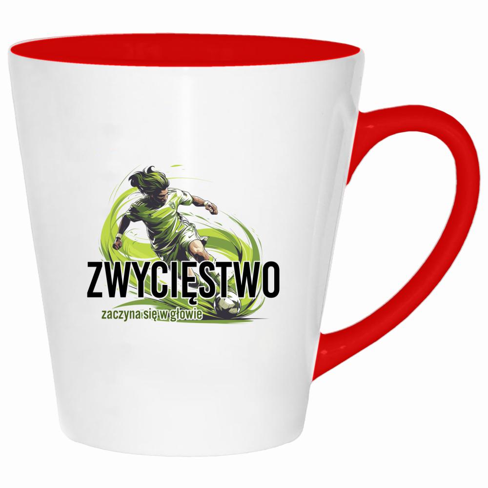 Zwycięstwo zaczyna się w głowie kubek latte kolor czerwony latte