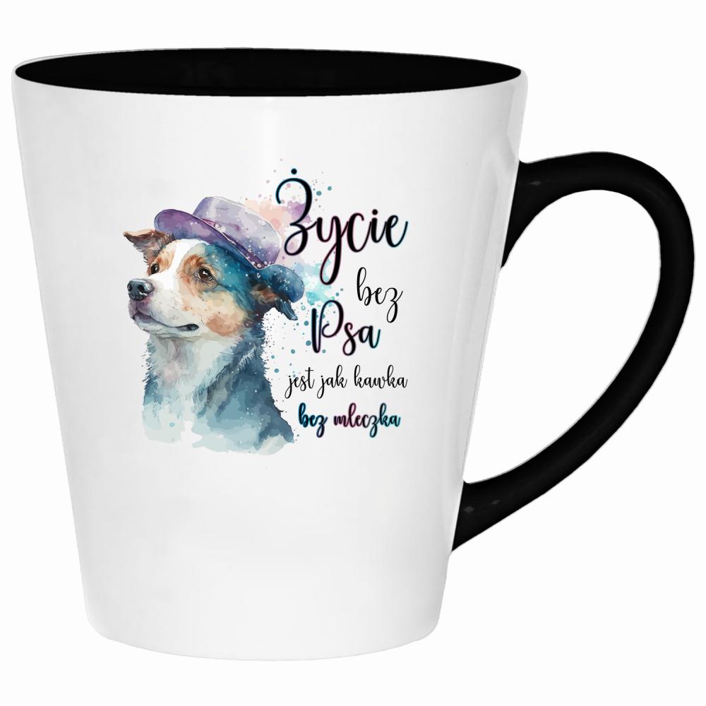 Życie bez psa jest jak kawka bez mleczka kubek latte kolor biały