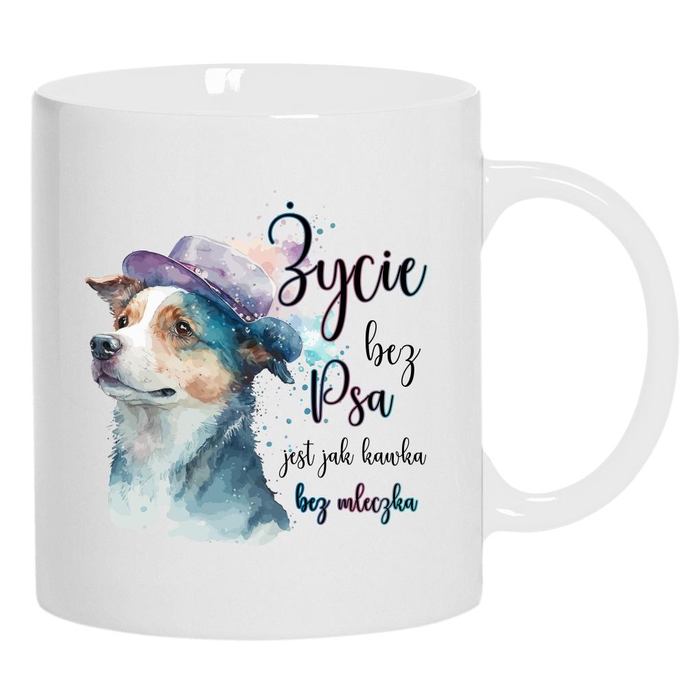 Życie bez psa jest jak kawka bez mleczka kubek ucho kolor kolor biały