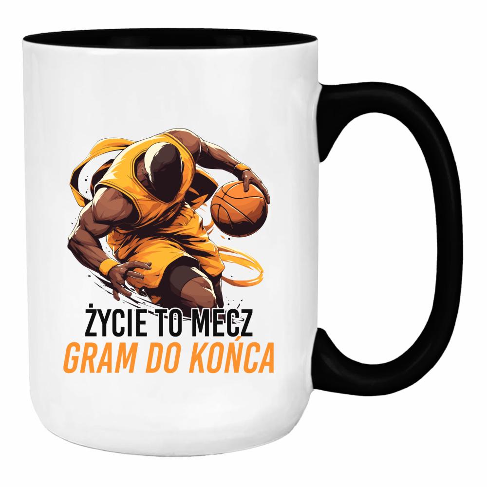 Życie to mecz, gram do końca duży kubek ucho kolor kolor czerwony latte