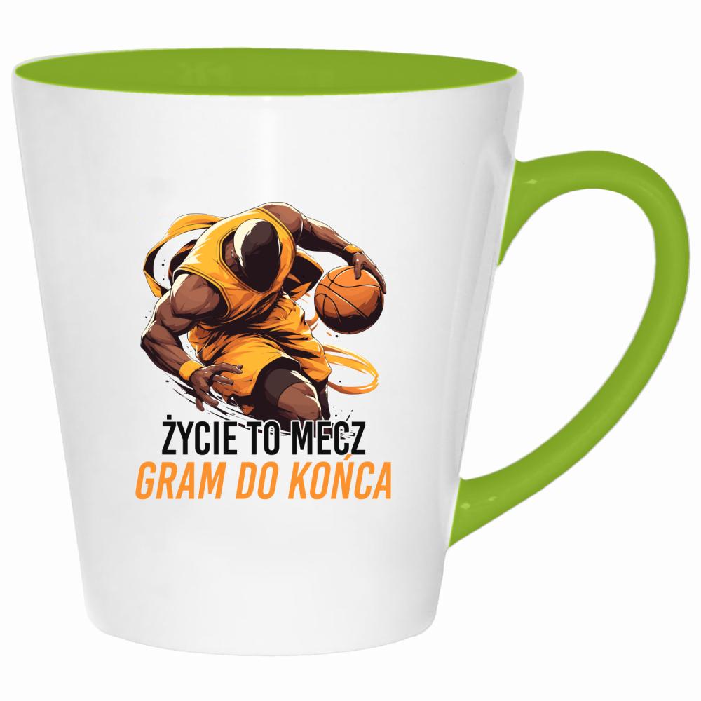 Życie to mecz, gram do końca kubek latte kolor limonka