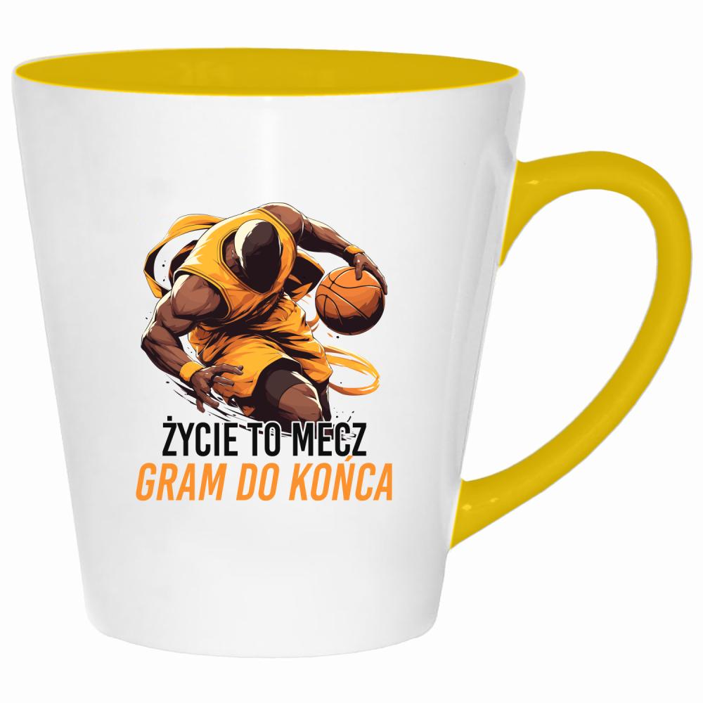 Życie to mecz, gram do końca kubek latte kolor żółtyy