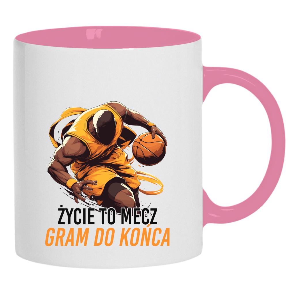Życie to mecz, gram do końca kubek ucho kolor kolor różowy