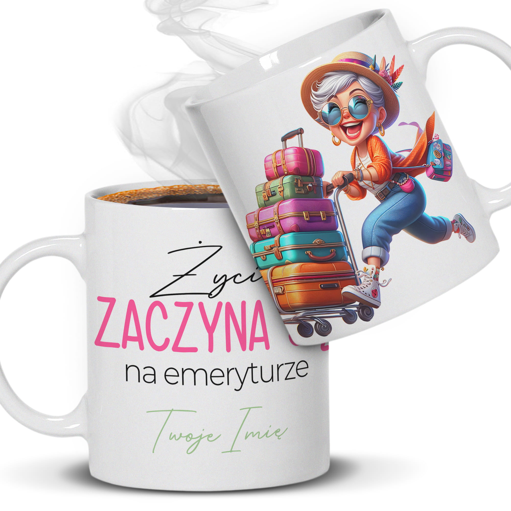 Życie zaczyna się na emeryturze kubek ucho kolor kolor biały