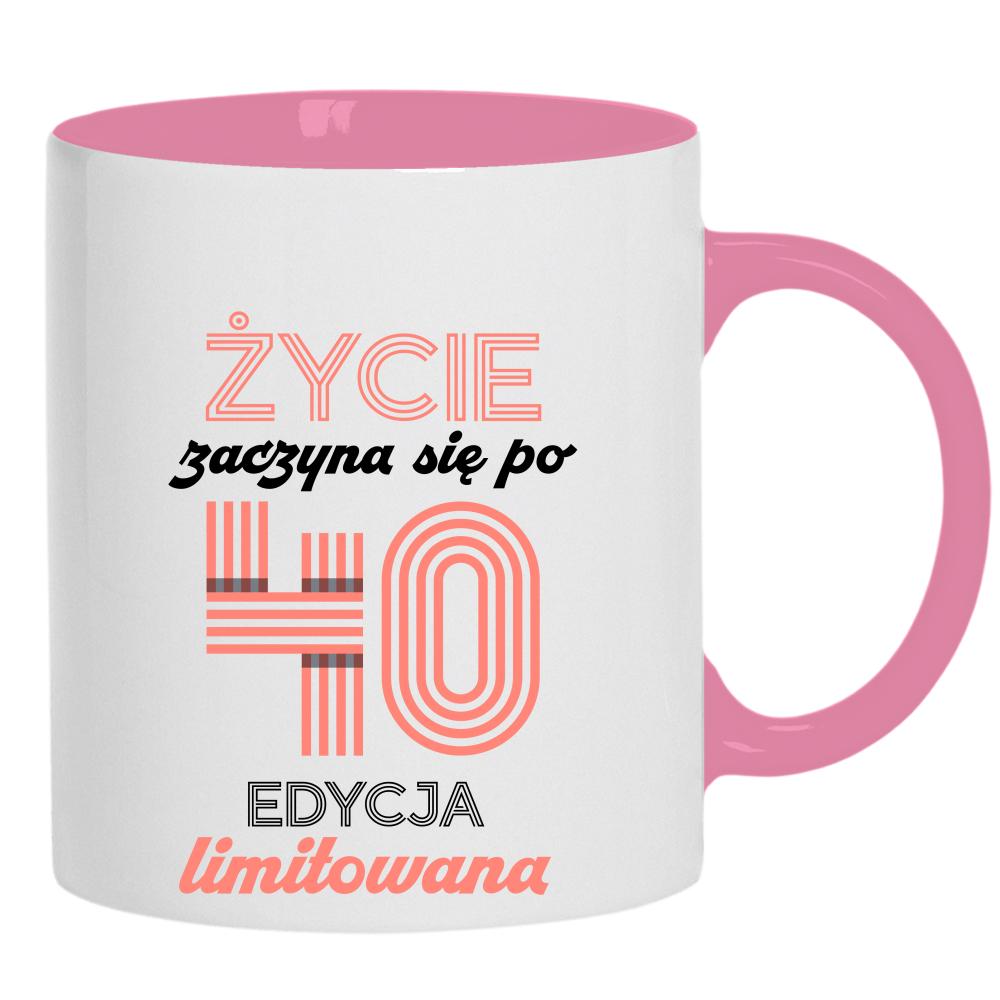 Życie zaczyna się po 40 kubek ucho kolor kolor różowy