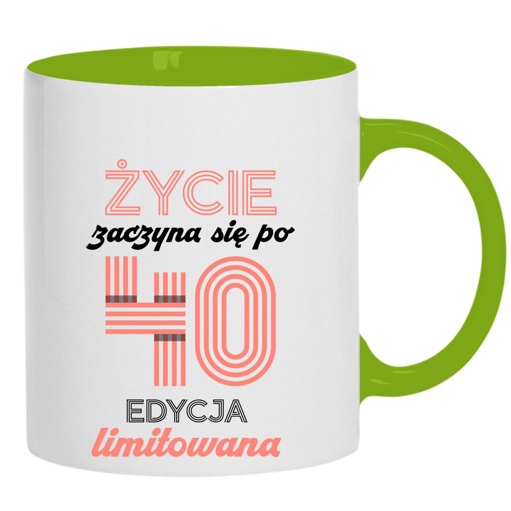 Życie zaczyna się po 40 kubek ucho kolor kolor zielony