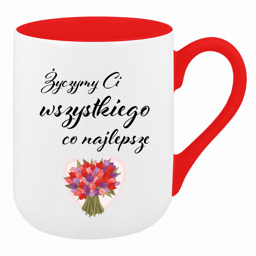 Życzymy Ci wszystkiego, co najlepsze kubek coffee kolor czerwony latte