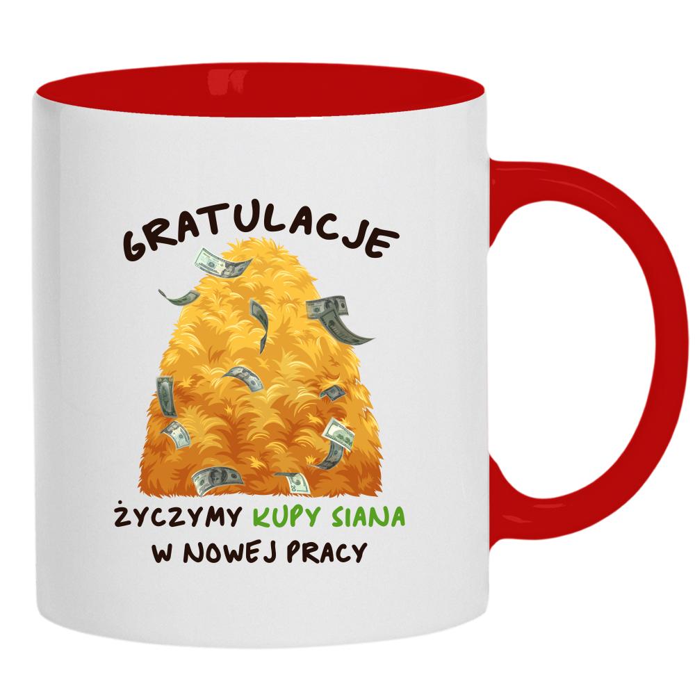 Życzymy kupy siana i nowej pracy kubek ucho kolor