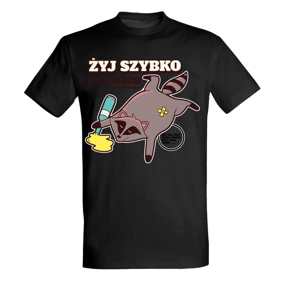 Żyj szybko i pij dużo... koszulka męska kolor red